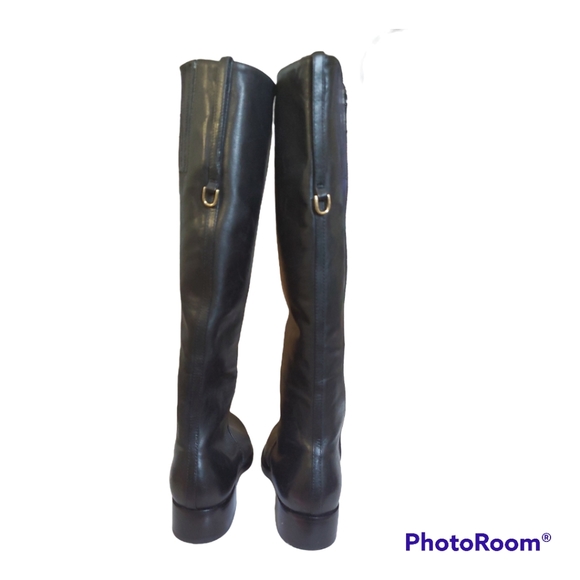 GUESS Marciano Black Genuine Leather Knee High Flat Riding Boots - Size 5 / 35 - Picture 4 of 5